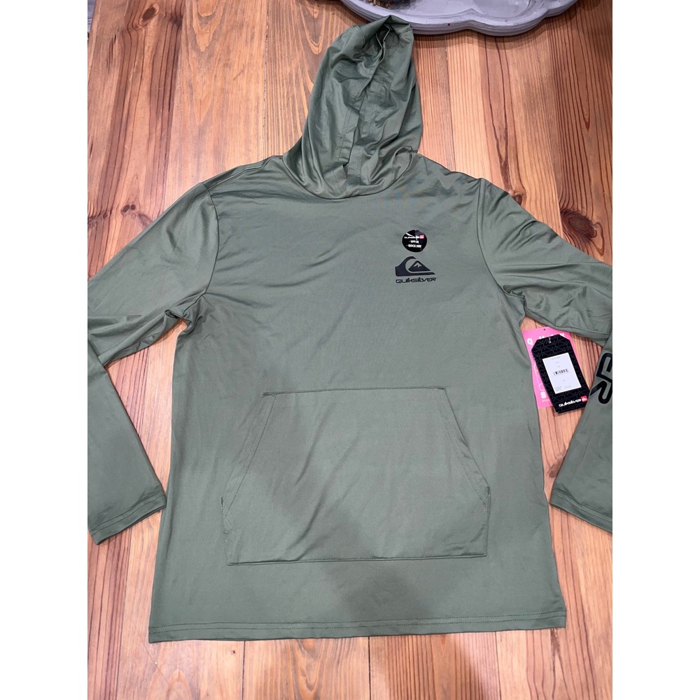 Quiksilver Mens Sage Green UPF 50+ Quick Dry Sun Protection Hoodie Size M NEW